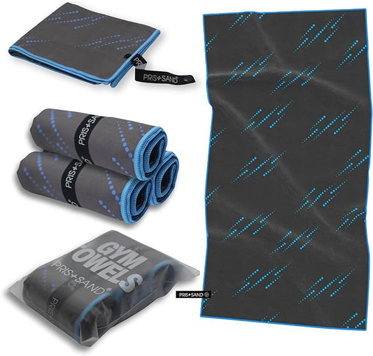 Gym Microfiber Towel Set (16x30 inches)-Blue Color 3 Pack