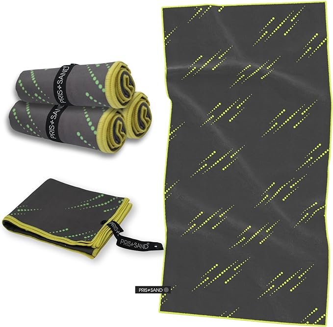 Gym Microfiber Towel Set (16x30 inches)- Neon Green Color 3 Pack