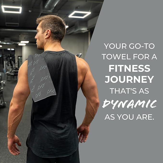 Gym Microfiber Towel Set (16x30 inches)- Grey Color 5 Pack