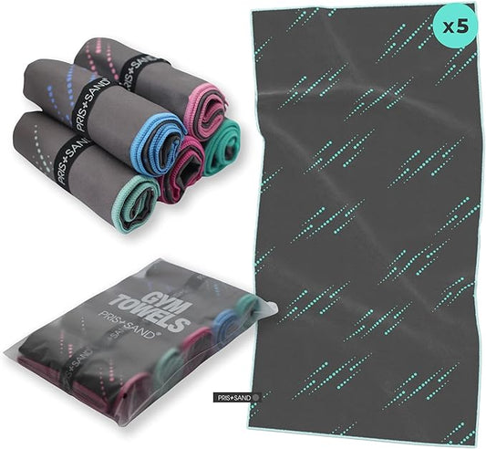 Gym Microfiber Towel Set (16x30 inches)- Mix Colors 5 Pack
