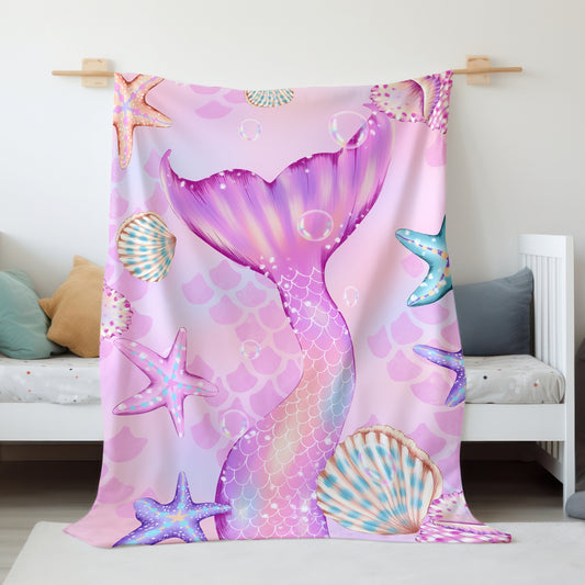 Mermaid Soft Blanket, Cozy & Plush Fleece, 50x60, Pink.