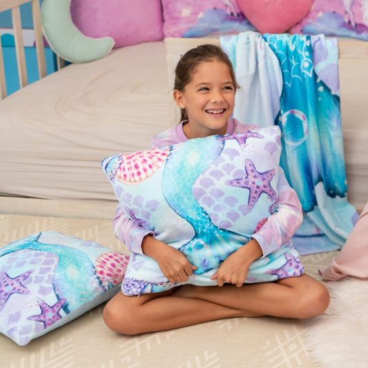 Mermaid Aqua Decorative Pillow Cover, 18" x 18" Square, Soft & Cozy