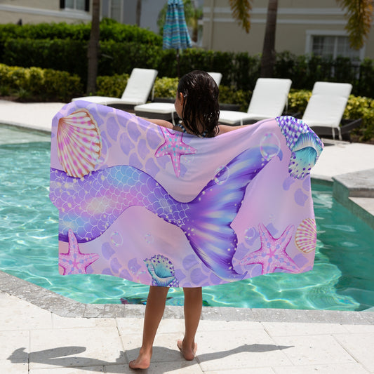 Mermaid Quick-Dry Beach Towel, 30" x 60", Purple