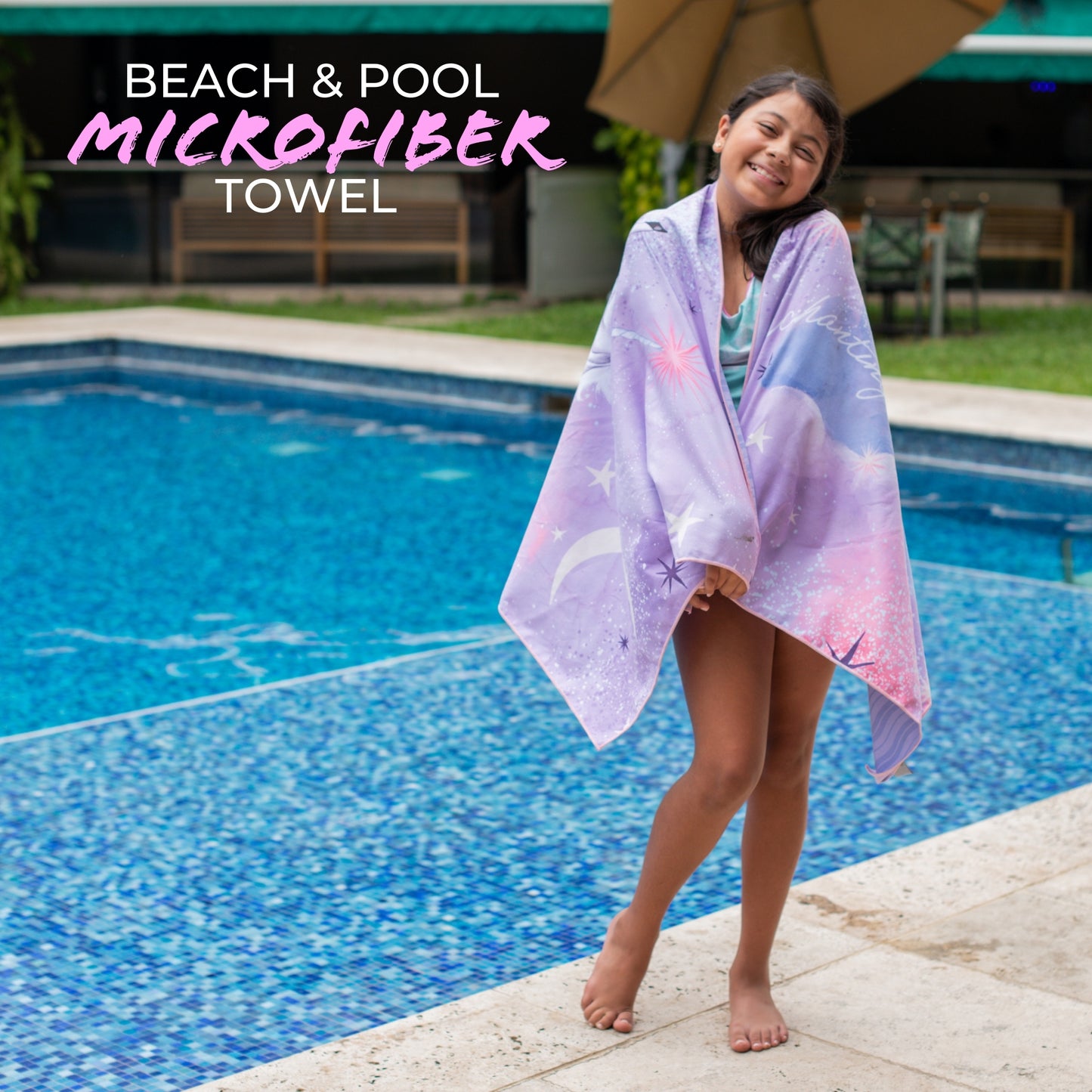 Unicorn Quick-Dry Beach Towel, 30" x 60", Purple